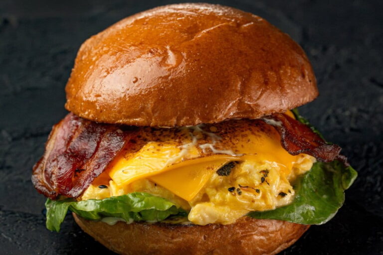 Delicious Eggy Burger breakfast sandwich at Kilo Seminyak Bali