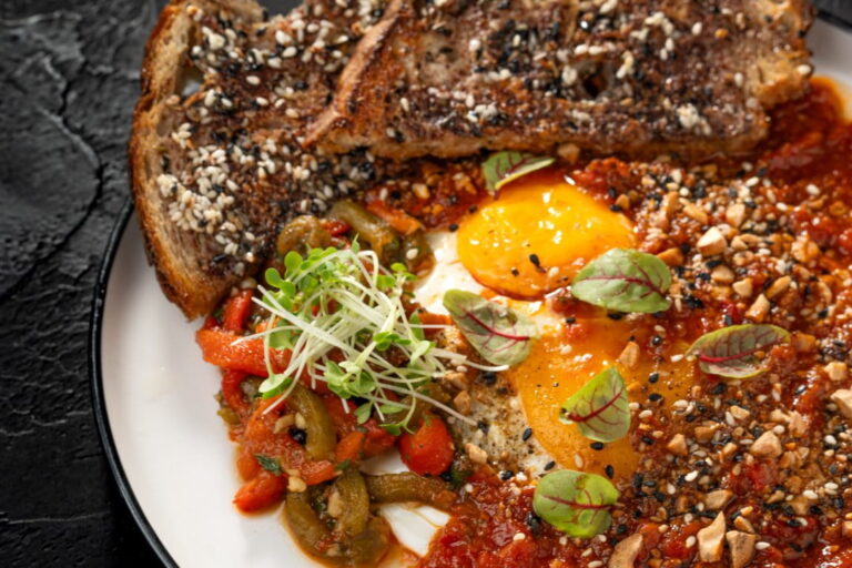 Middle Eastern Shakshuka Eggs brunch skillet at Kilo Seminyak