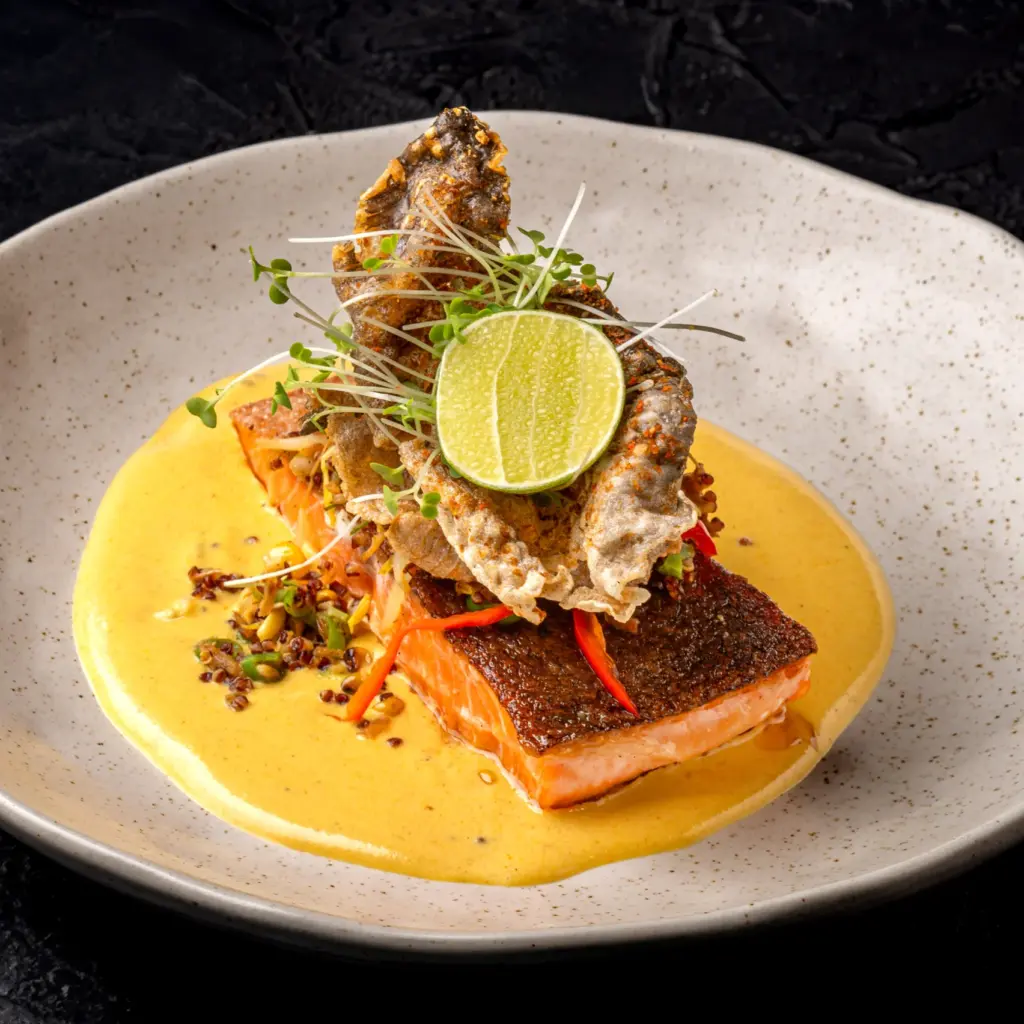Salmon Tuturuga with Manado-style curry at Kilo Kitchen Bali