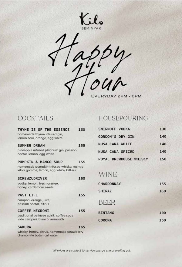 Happy Hour Menu