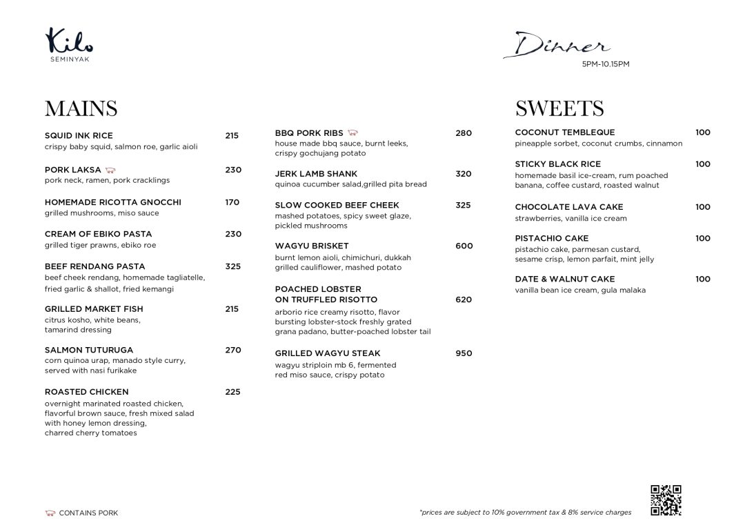 Dinner Menu Page 2 English